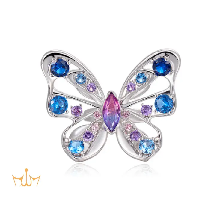 FunGirl Jewelry Multi Colored Gemstone Butterfly Ring - Fungirljewelry