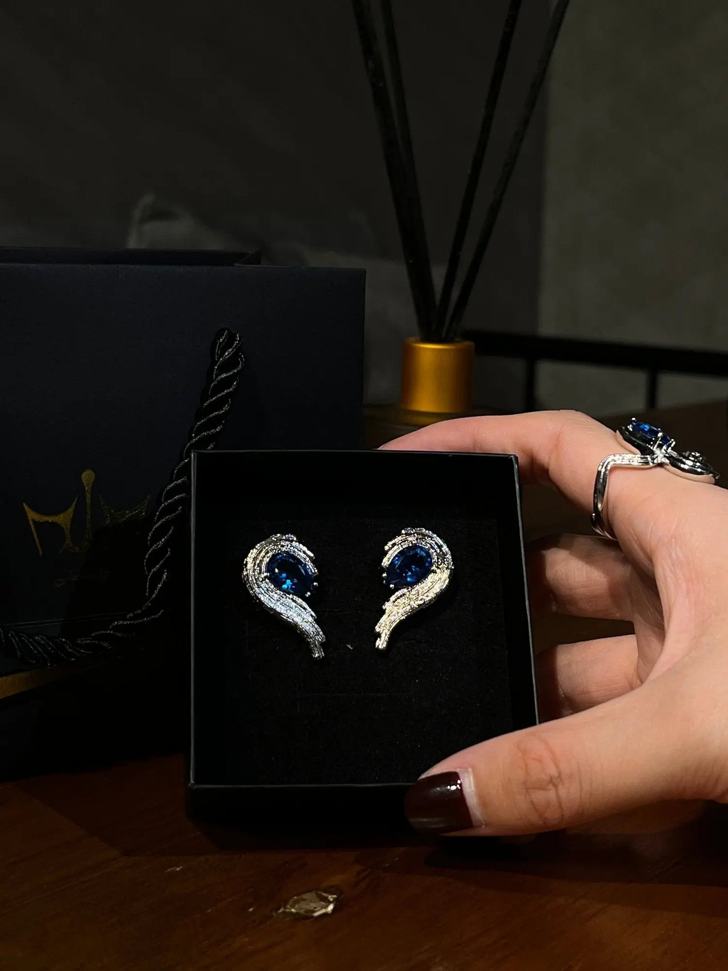FunGirl Jewelry "A Drop Of Ocean" Pear Cut Sapphire Ear Studs Fungirljewelry