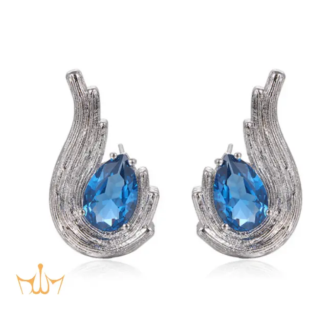 FunGirl Jewelry "A Drop Of Ocean" Pear Cut Sapphire Ear Studs - Fungirljewelry