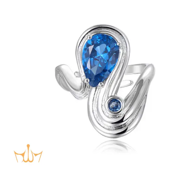 FunGirl Jewelry "A Drop Of Ocean" Pear Cut Sapphire Ring - Fungirljewelry