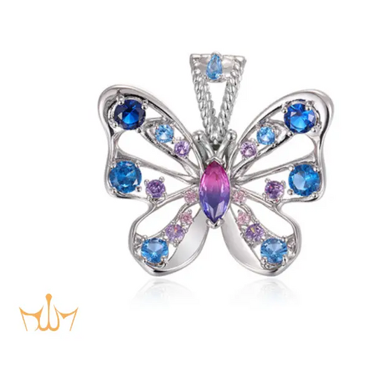 FunGirl Jewelry Multi Colored Pear Cut Butterfly Pendant - Fungirljewelry